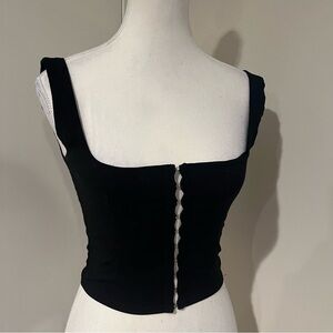 PrettyLittleThing Black Square-Neck Button-Front Corset Style Too
